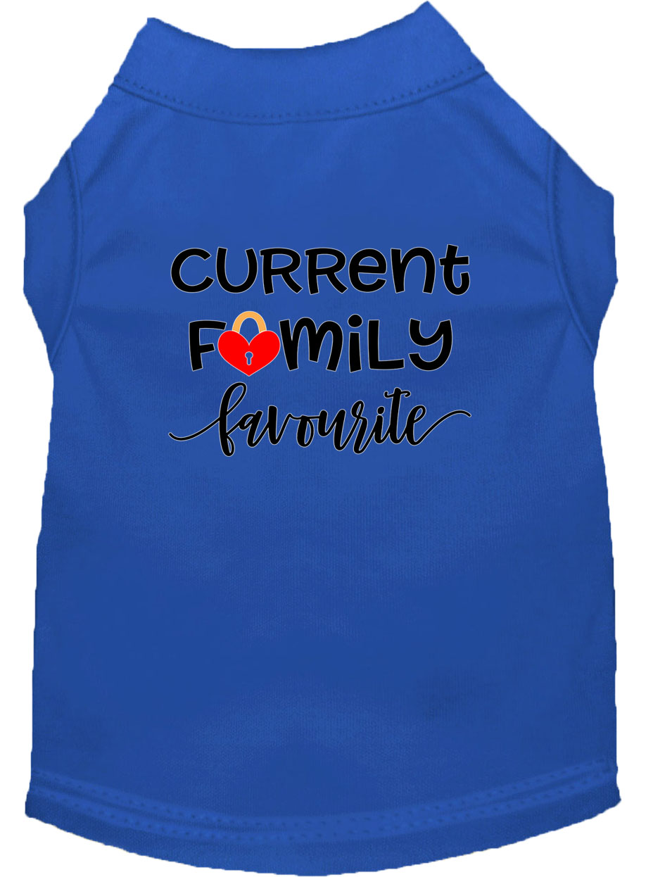 Family Favorite Screen Print Dog Shirt Blue Med